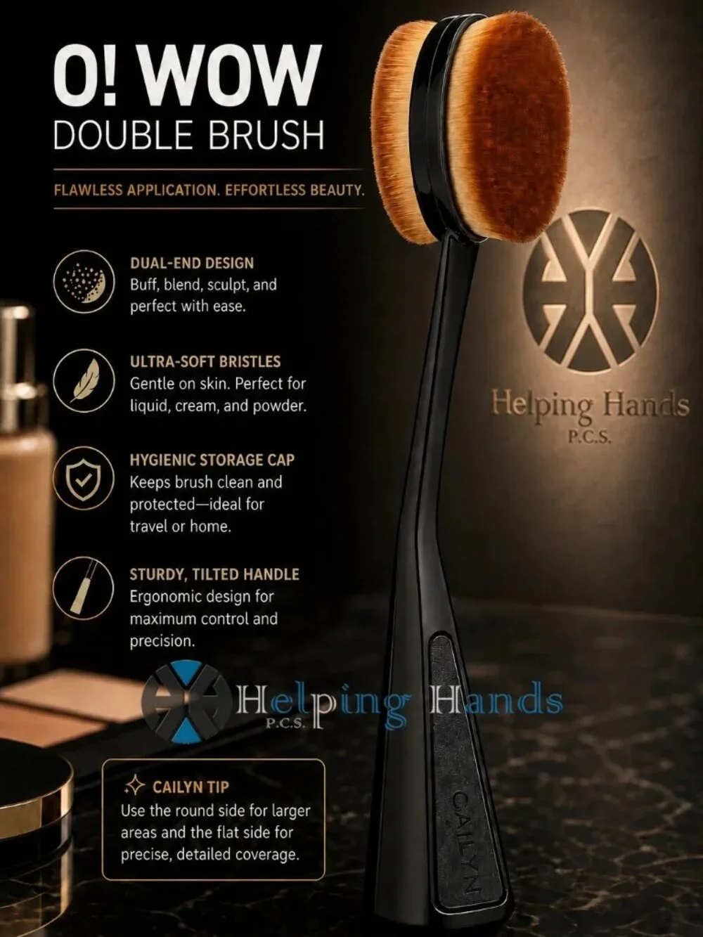Cailyn Cosmetics Professional Makeup Brush Set 3 Pack. O! Curve, Circle, Double